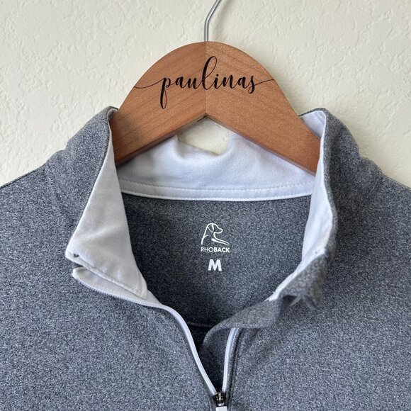 Rhoback Top Women Medium Grey Pullover Quarter Zip Thumb Hole Jacket Golf Logo M - Picture 8 of 8